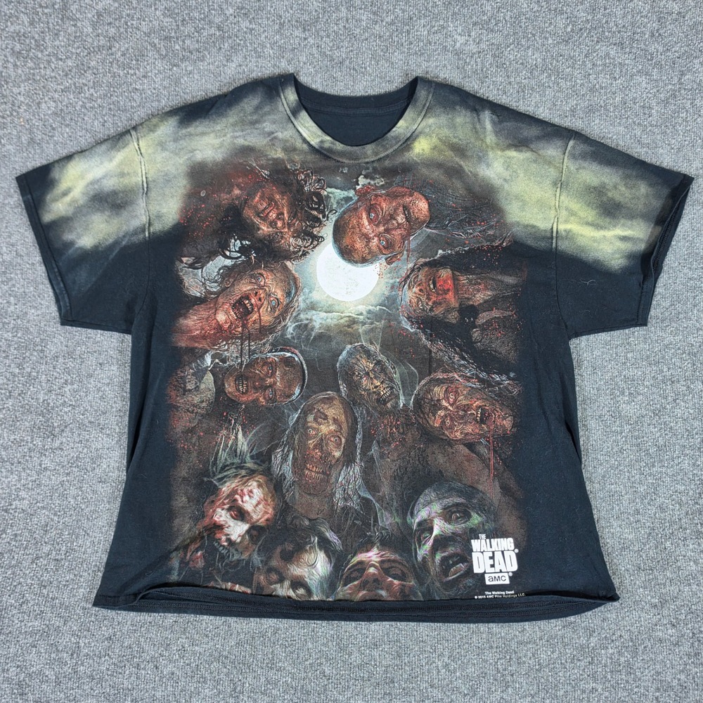 2015 The Walking Dead AMC Mens Zombie Graphic T-Shirt Black 2XL Horror TV Series